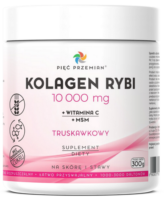 KOLAGEN RYBI + MSM + WITAMINA C TRUSKAWKOWY W PROSZKU BEZGLUTENOWY 300...