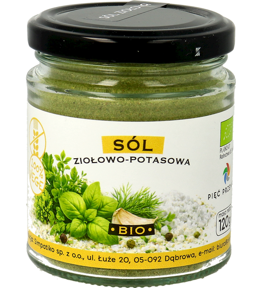 SÓL ZIOŁOWO - POTASOWA BEZGLUTENOWA BIO 120 g - PIĘĆ PRZEMIAN