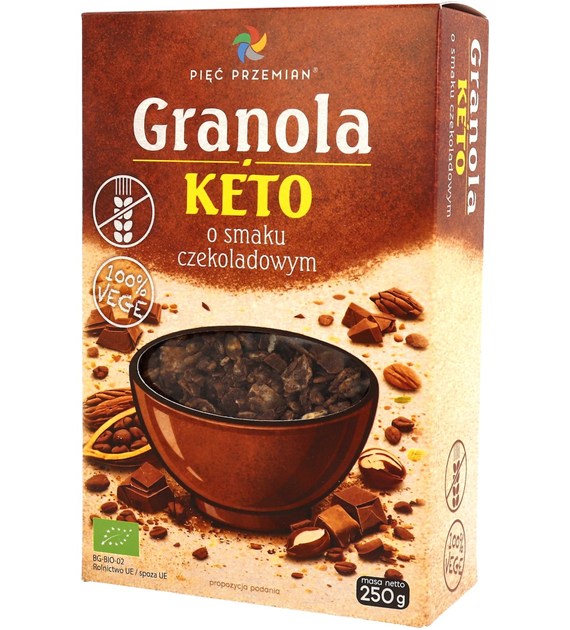 GRANOLA O SMAKU CZEKOLADOWYM BEZ DODATKU CUKRÓW BEZGLUTENOWA KETO BIO...