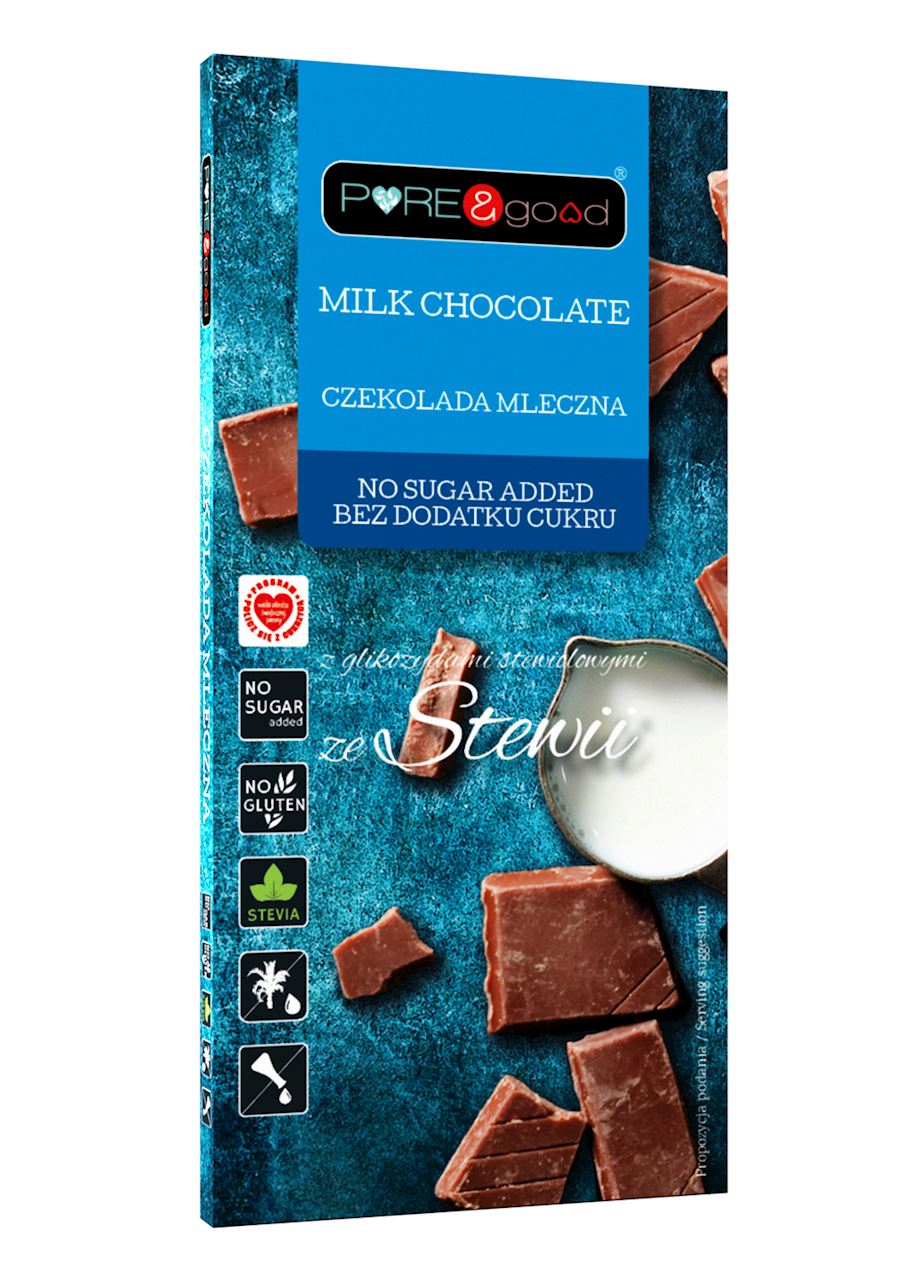 CZEKOLADA MLECZNA ZE STEWIĄ BEZ DODATKU CUKRÓW BEZGLUTENOWA 100 g...