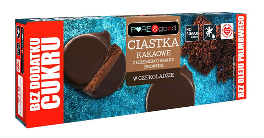 CIASTKA KAKAOWE Z KREMEM O SMAKU BROWNIE W CZEKOLADZIE DESEROWEJ BEZ...