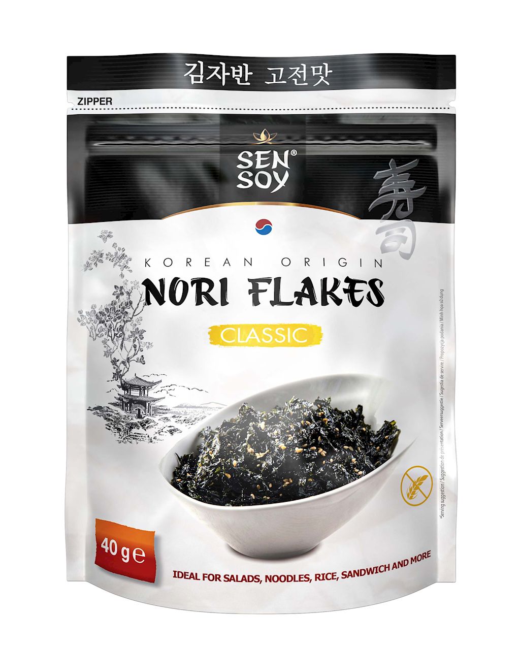 PŁATKI NORI KLASYCZNE BEZGLUTENOWE 40 g - SEN SOY