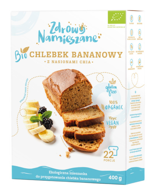 MIESZANKA NA CHLEBEK BANANOWY Z NASIONAMI CHIA BEZGLUTENOWA BIO 400 g...