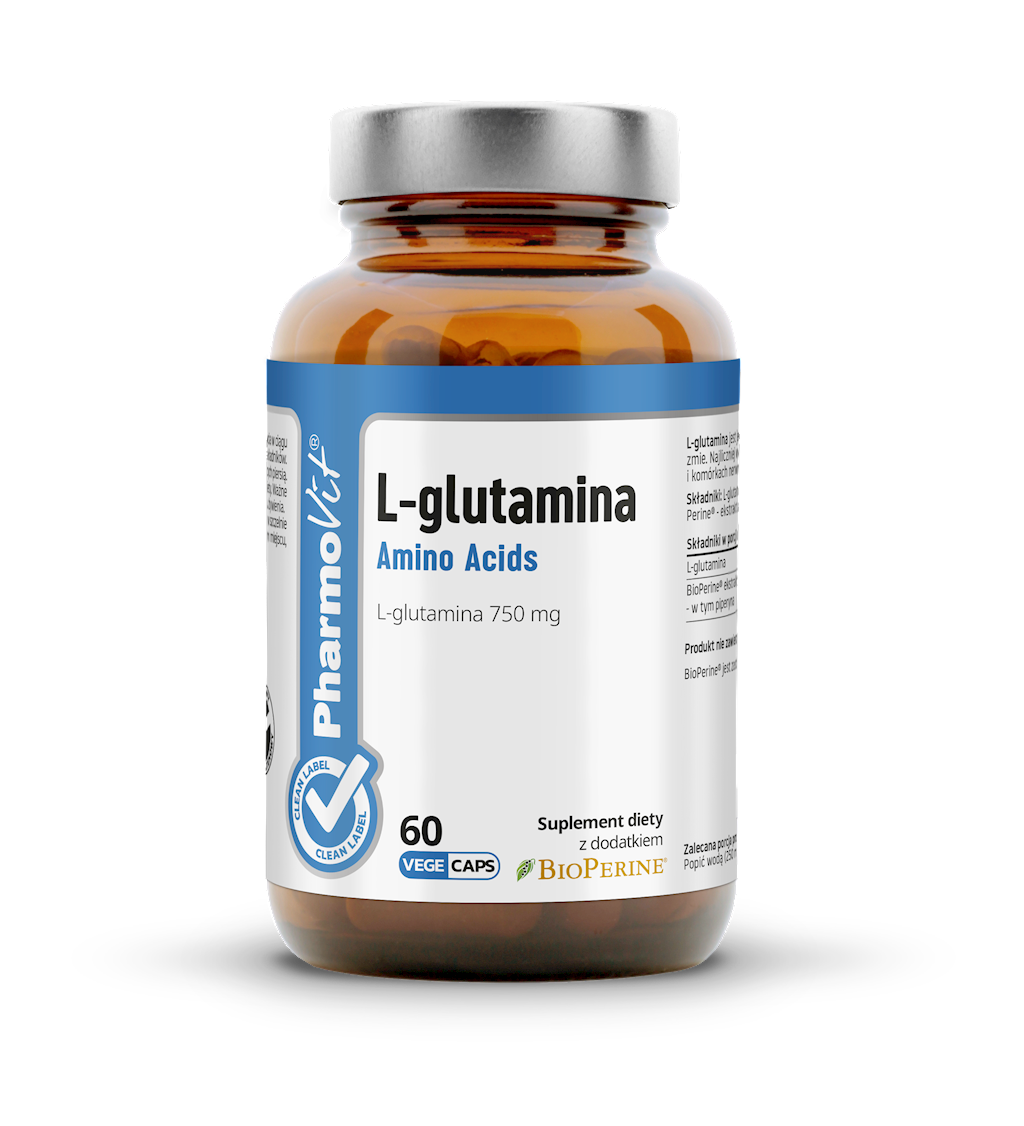 L-GLUTAMINA (750 mg) BEZGLUTENOWA 60 KAPSUŁEK - PHARMOVIT (CLEAN LABEL)