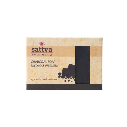 MYDŁO W KOSTCE DO CIAŁA Z WĘGLEM AKTYWNYM 125 g - SATTVA (AYURVEDA)
