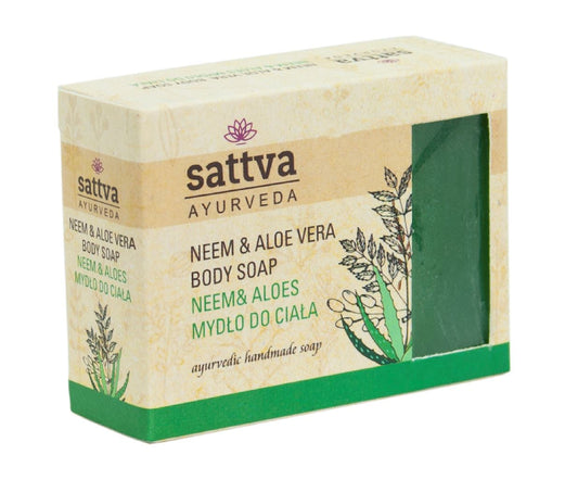 MYDŁO W KOSTCE DO CIAŁA NEEM I ALOES 125 g - SATTVA (AYURVEDA)
