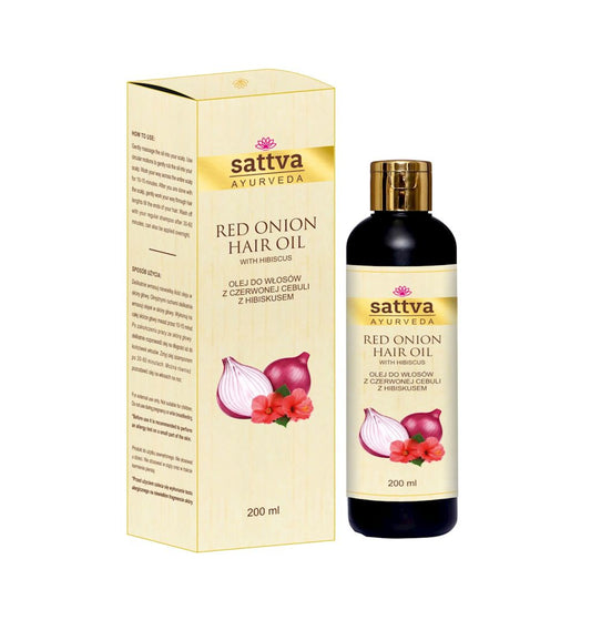 OLEJEK DO WŁOSÓW Z CZERWONEJ CEBULI Z HIBISKUSEM 200 ml - SATTVA...