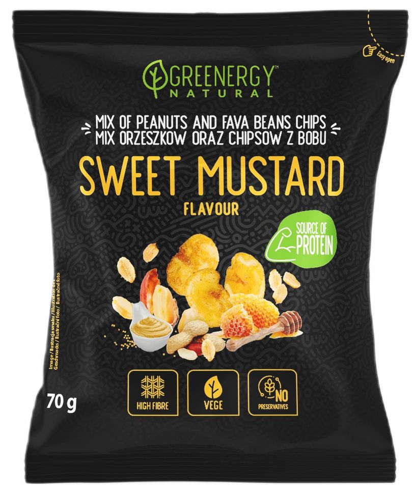 MIESZANKA PROTEINOWA ORZESZKÓW I CHIPSÓW Z BOBU SŁODKA MUSZTARDA 70...