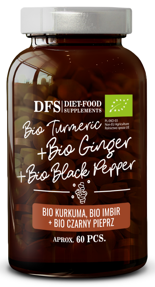 KURKUMA + IMBIR + PIPERYNA BIO 60 TABLETEK - DIET-FOOD