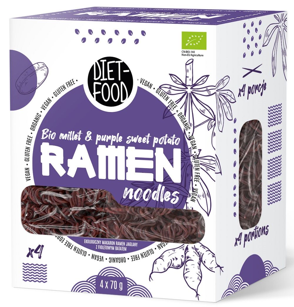 MAKARON (JAGLANO - RYŻOWY Z BATATEM FIOLETOWYM) RAMEN BEZGLUTENOWY BIO...
