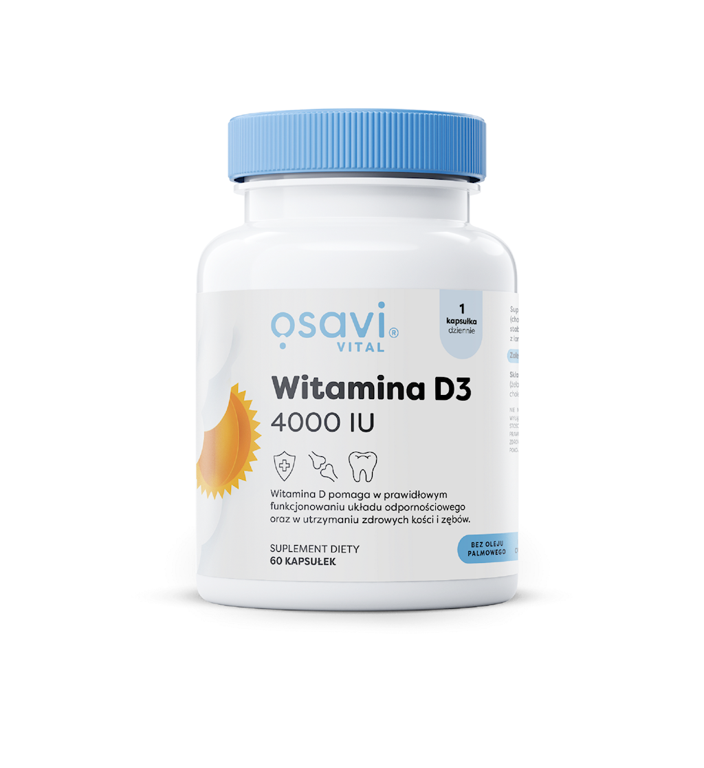 WITAMINA D3 100 mcg (4000 j.m) BEZGLUTENOWA 60 KAPSUŁEK - OSAVI