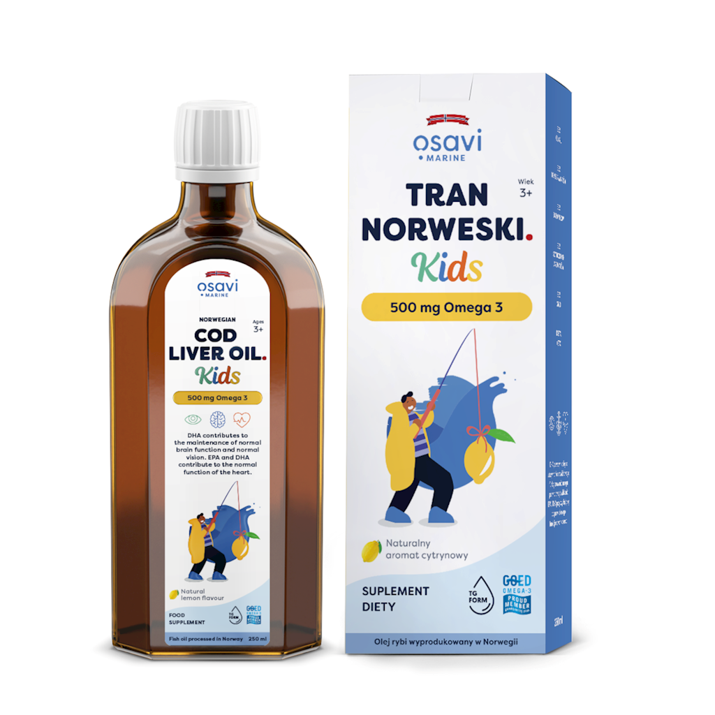 TRAN NORWESKI OMEGA-3 (500 mg) DLA DZIECI OD 3 ROKU O SMAKU CYTRYNOWYM...