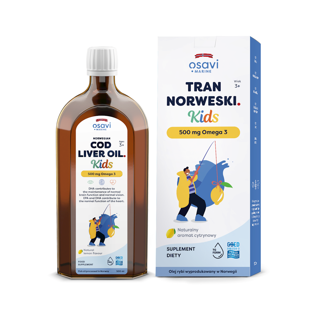 TRAN NORWESKI OMEGA-3 (500 mg) DLA DZIECI OD 3 ROKU O SMAKU CYTRYNOWYM...