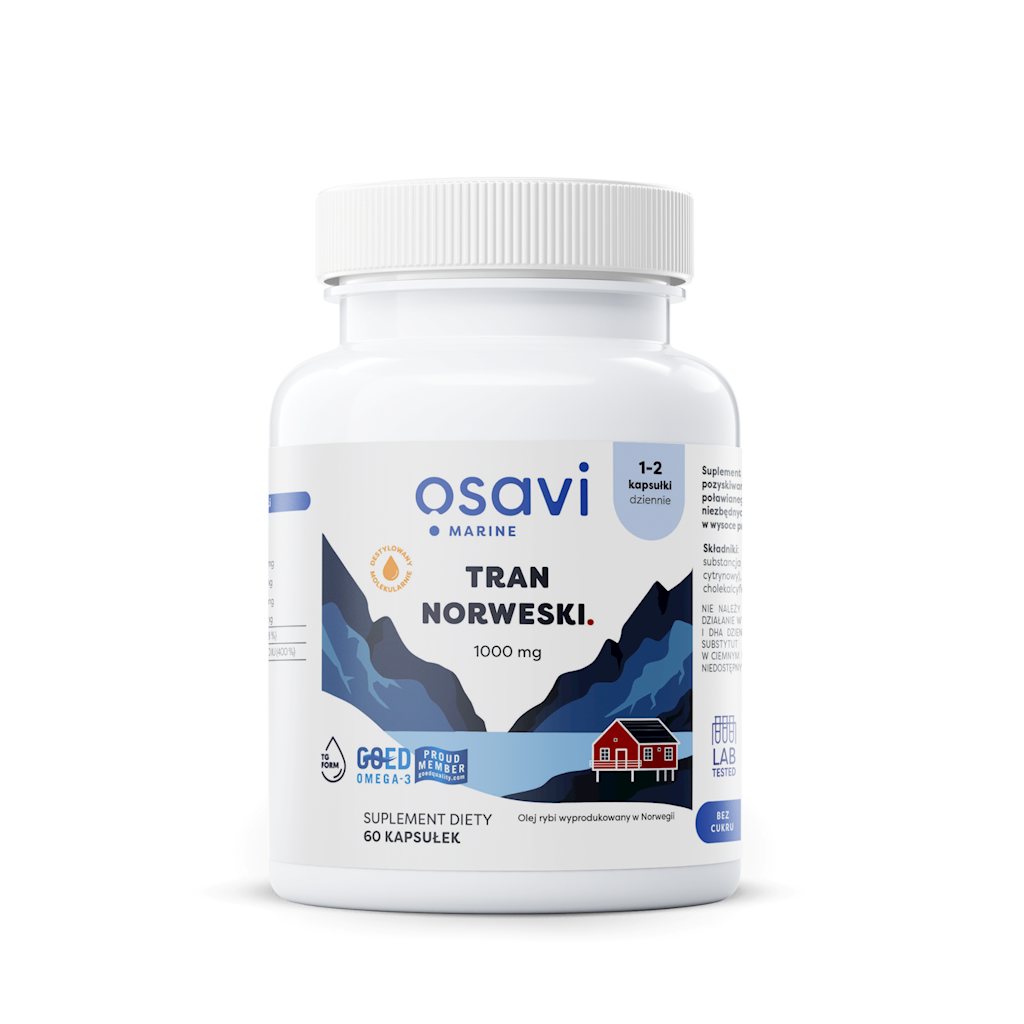 TRAN NORWESKI (1000 mg) O SMAKU CYTRYNOWYM BEZGLUTENOWY 60 KAPSUŁEK...