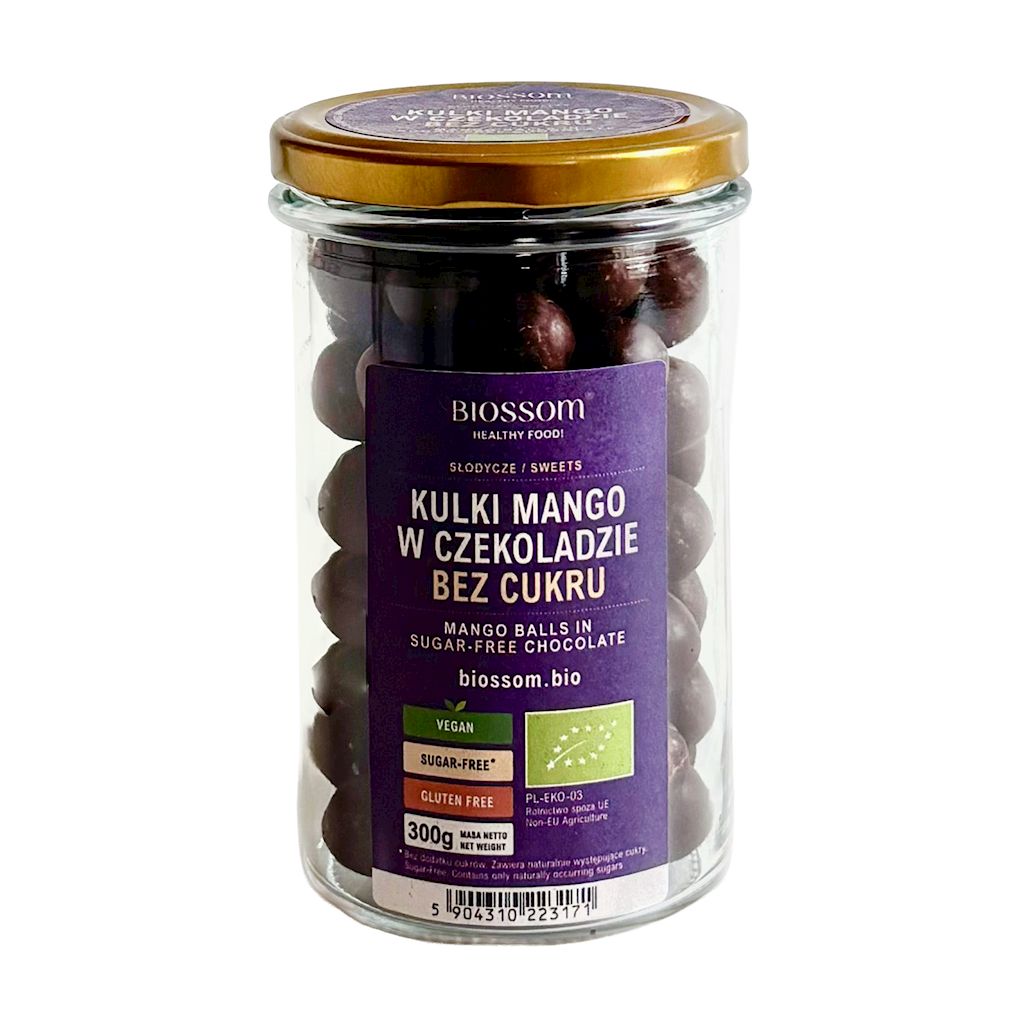KULKI MANGO W CZEKOLADZIE BEZ DODATKU CUKRÓW BEZGLUTENOWE BIO 300 g...