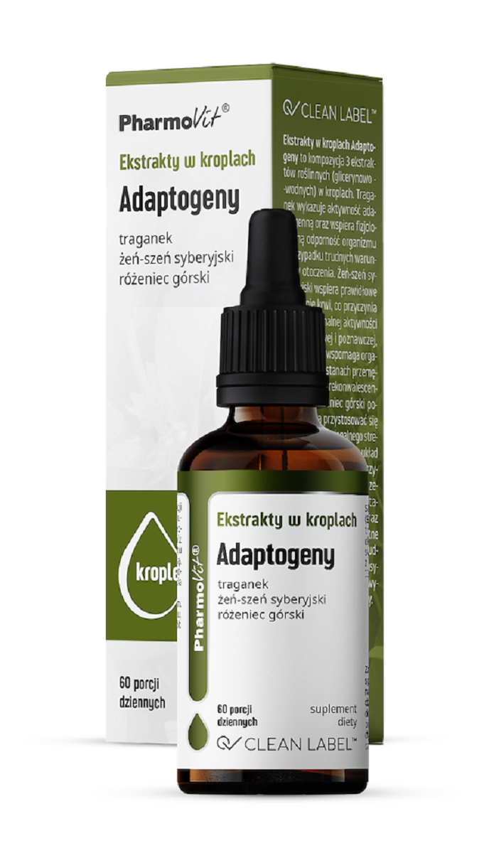 EKSTRAKTY W KROPLACH ADAPTOGENY BEZGLUTENOWE 30 ml - PHARMOVIT (CLEAN...