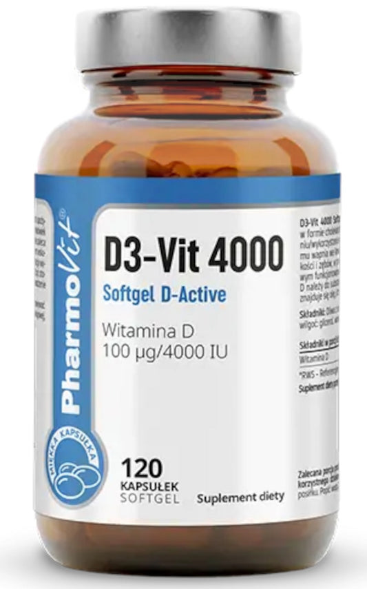 WITAMINA D3-VIT 100 mcg (4000 j.m) BEZGLUTENOWA 120 KAPSUŁEK...