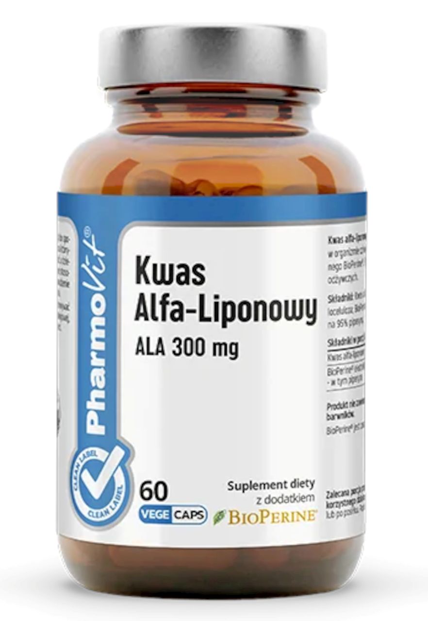 KWAS ALFA-LIPONOWY ALA (300 mg) BEZGLUTENOWY 60 KAPSUŁEK - PHARMOVIT...