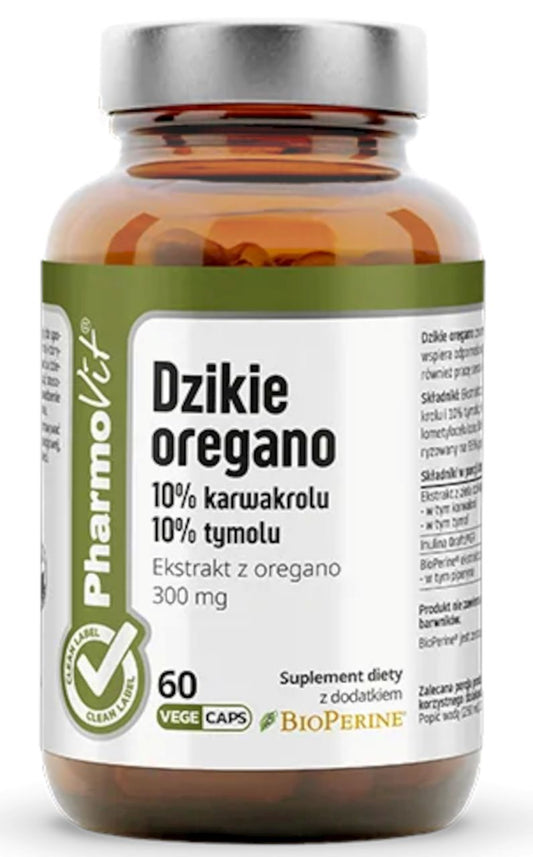 DZIKIE OREGANO EKSTRAKT (300 mg) BEZGLUTENOWY 60 KAPSUŁEK - PHARMOVIT...