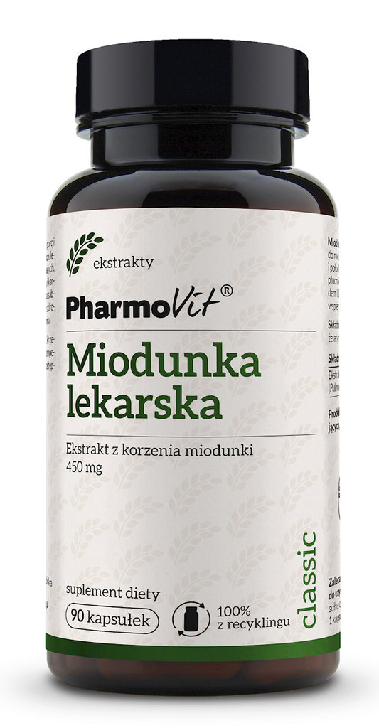 MIODUNKA LEKARSKA EKSTRAKT (450 mg) BEZGLUTENOWY 90 KAPSUŁEK...