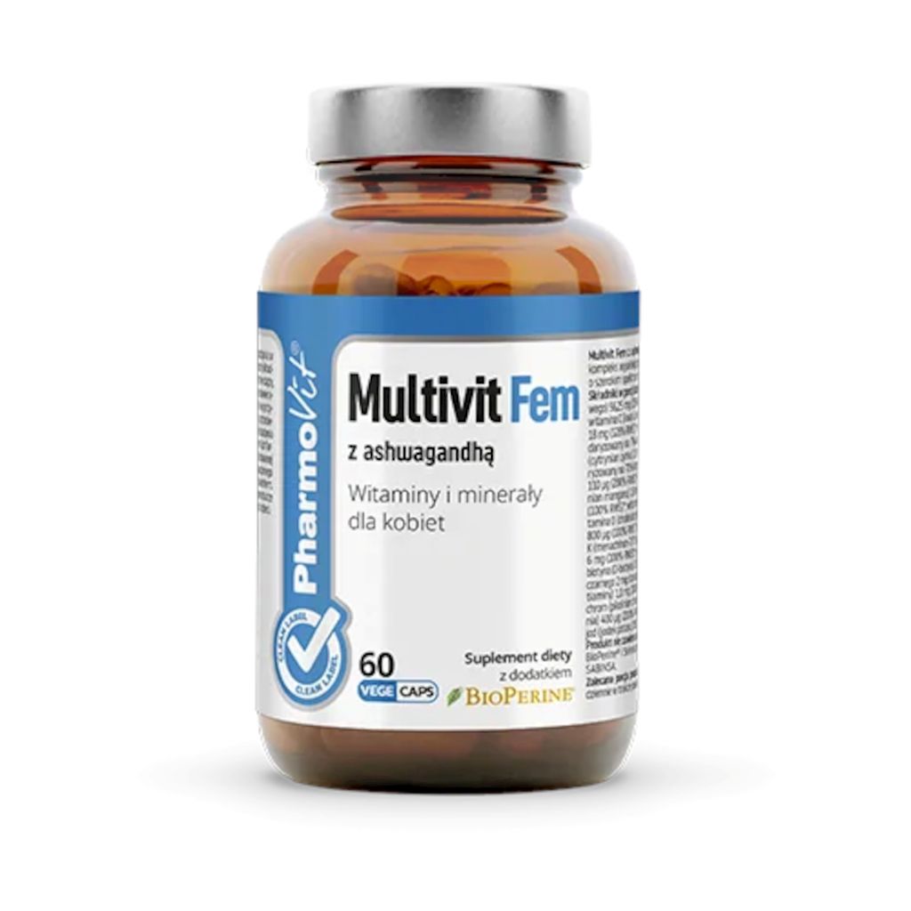 MULTIWITAMINA (MULTIVIT FEM Z ASHWAGANDHĄ) DLA KOBIET BEZGLUTENOWA 60...