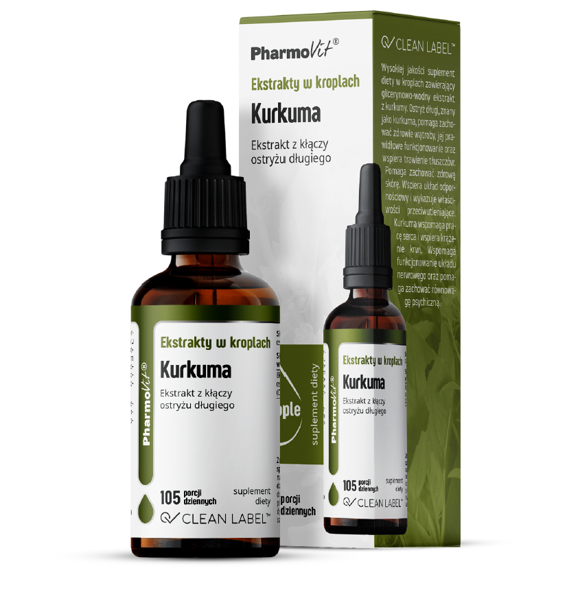 EKSTRAKTY W KROPLACH KURKUMA BEZGLUTENOWE 30 ml - PHARMOVIT (CLEAN LABEL)