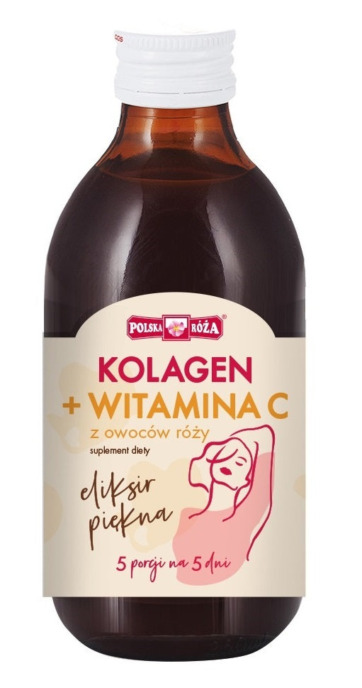 ELIKSIR PIĘKNA - KOLAGEN + WITAMINA C Z OWOCÓW RÓŻY 250 ml - POLSKA...