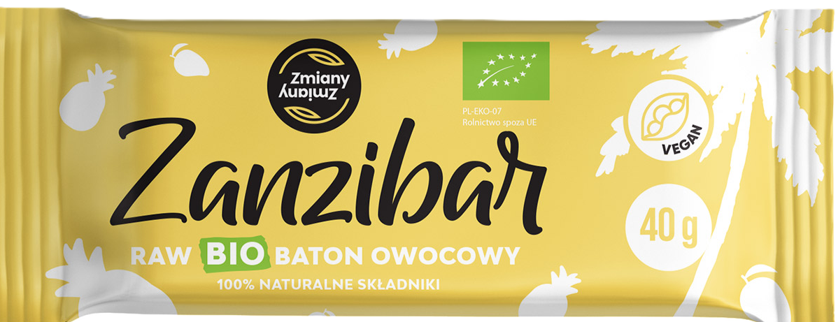 BATON OWOCOWY ZANZIBAR BEZGLUTENOWY BIO 40 g - ZMIANY ZMIANY