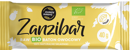 BATON OWOCOWY ZANZIBAR BEZGLUTENOWY BIO 40 g - ZMIANY ZMIANY