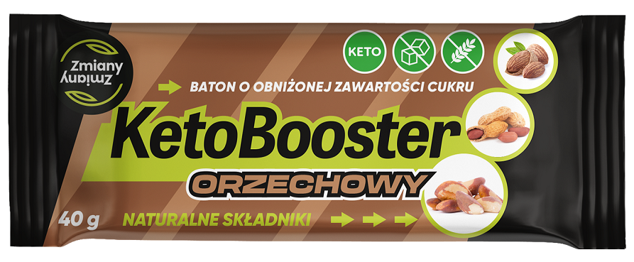BATON ORZECHOWY KETO BOOSTER BEZGLUTENOWY 40 g - ZMIANY ZMIANY
