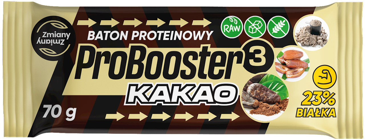 BATON PROTEINOWY KAKAOWY PROBOOSTER BEZGLUTENOWY 70 g - ZMIANY ZMIANY