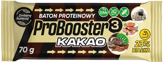 BATON PROTEINOWY KAKAOWY PROBOOSTER BEZGLUTENOWY 70 g - ZMIANY ZMIANY