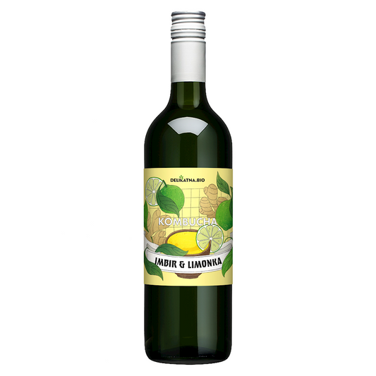 KOMBUCHA O SMAKU IMBIRU I LIMONKI BIO 750 ml - DELIKATNA