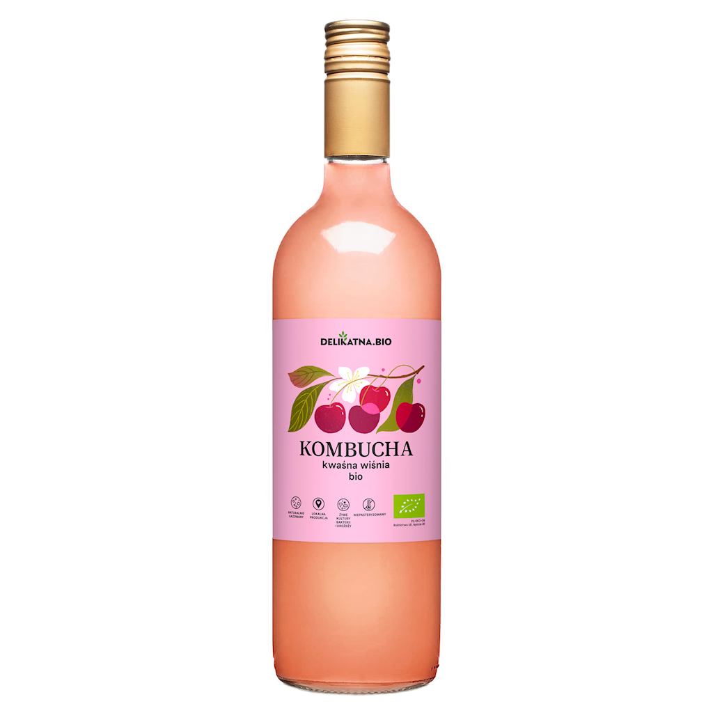 KOMBUCHA WIŚNIOWA BIO 750 ml - DELIKATNA