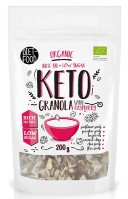 GRANOLA MALINOWA BEZ DODATKU CUKRÓW KETO BIO 200 g - DIET-FOOD