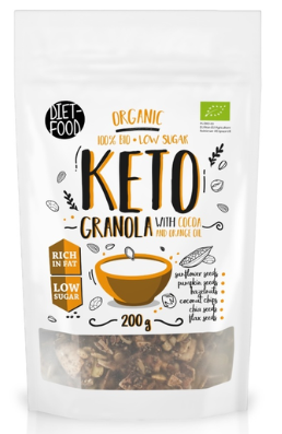 GRANOLA KAKAOWA BEZ DODATKU CUKRÓW KETO BIO 200 g - DIET-FOOD