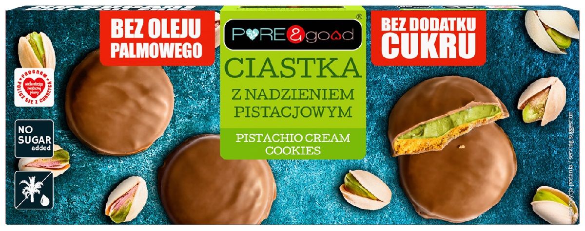 CIASTKA Z NADZIENIEM PISTACJOWYM W CZEKOLADZIE MLECZNEJ BEZ DODATKU...