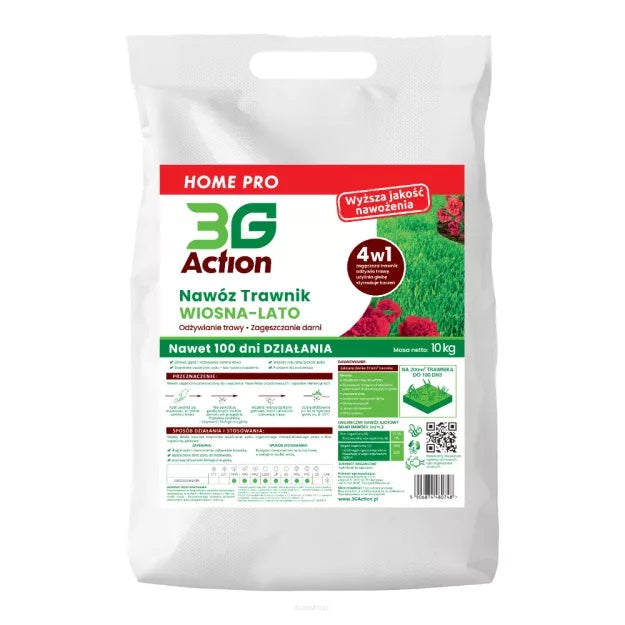 NAWÓZ DO TRAWNIKÓW WIOSNA - LATO 4w1 ECO 10 kg - 3G ACTION