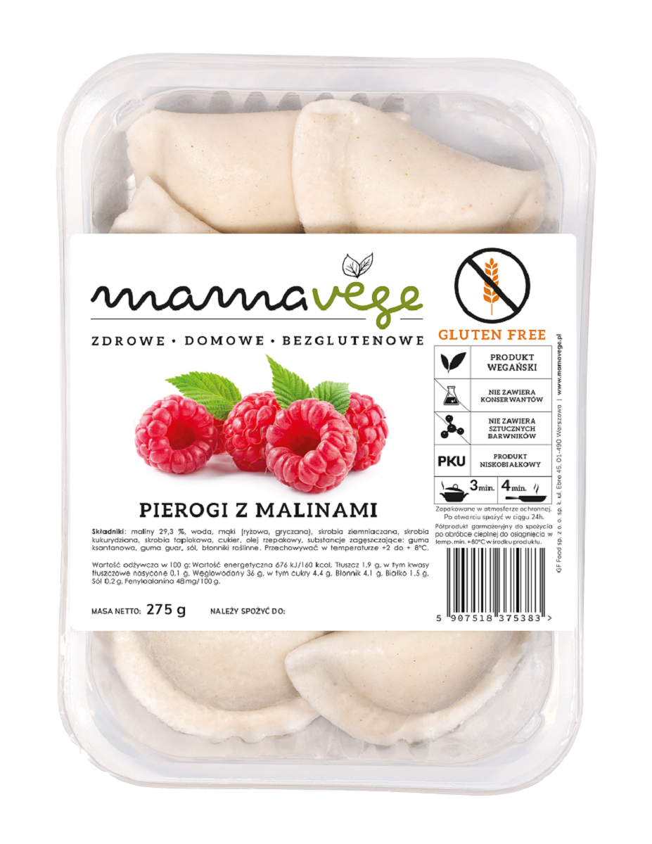 PIEROGI Z MALINAMI BEZGLUTENOWE 275 g - MAMA VEGE