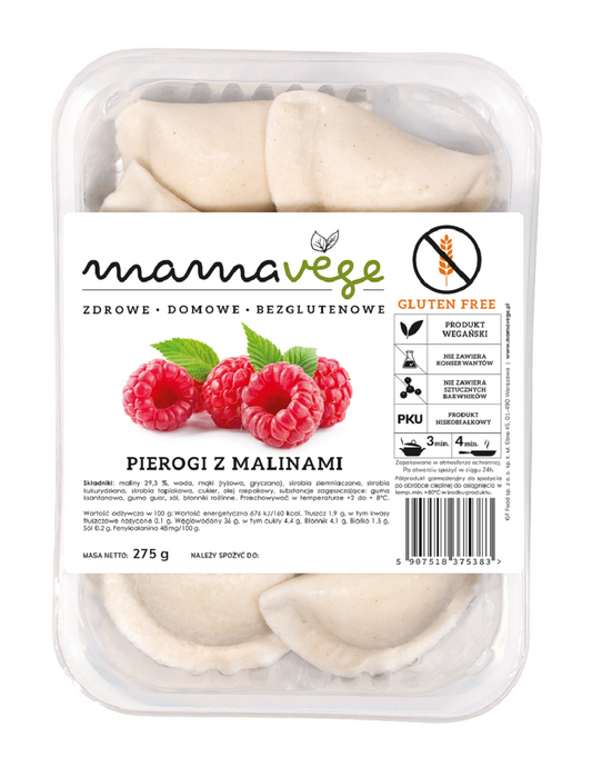 PIEROGI Z MALINAMI BEZGLUTENOWE 275 g - MAMA VEGE