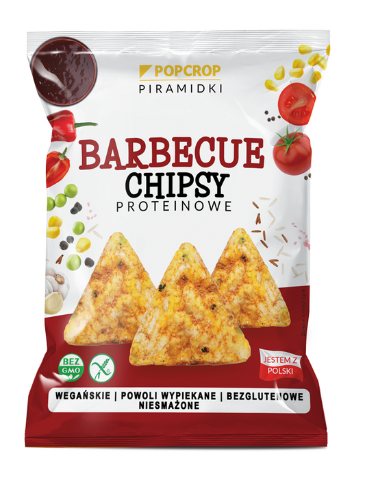 CHRUPKI PIRAMIDKI PROTEINOWE O SMAKU BBQ BEZGLUTENOWE 60 g - POPCROP