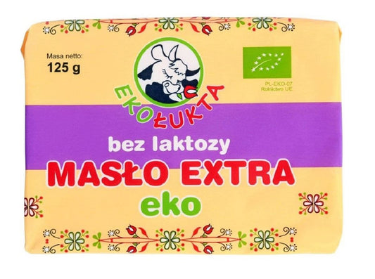 MASŁO EKSTRA KOSTKA BEZ LAKTOZY (82 % TŁUSZCZU) BIO 125 g - EKO ŁUKTA