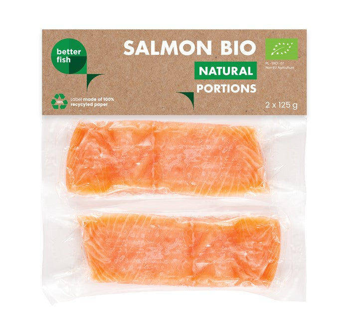 ŁOSOŚ ATLANTYCKI ZE SKÓRĄ MROŻONY PORCJE BIO (2 x 125 g) 250 g...