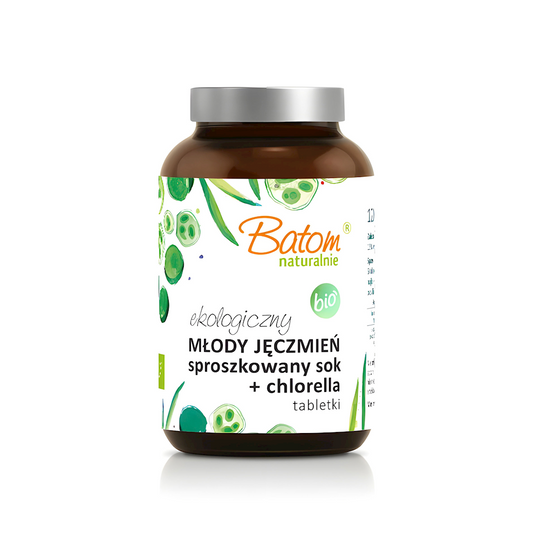 SOK Z MŁODEGO JĘCZMIENIA SPROSZKOWANY + CHLORELLA BIO 240 TABLETEK...