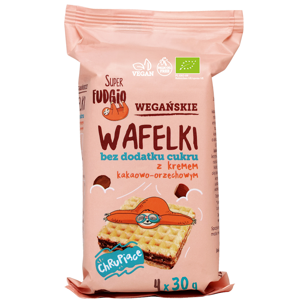 WAFELKI Z KREMEM KAKAOWO - ORZECHOWYM BEZ DODATKU CUKRÓW BIO (4 szt.)...