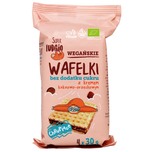 WAFELKI Z KREMEM KAKAOWO - ORZECHOWYM BEZ DODATKU CUKRÓW BIO (4 szt.)...