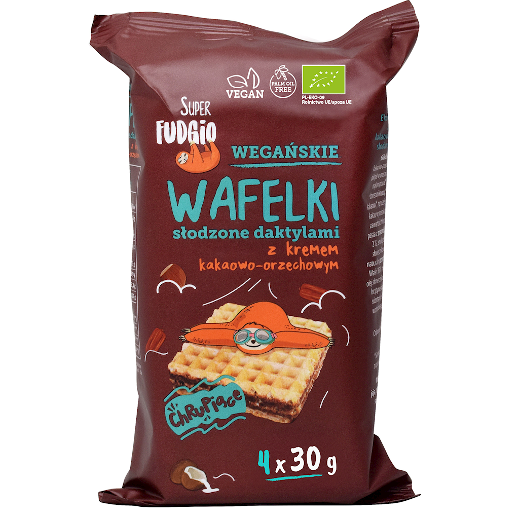 WAFELKI Z KREMEM KAKAOWO - ORZECHOWYM SŁODZONE DAKTYLAMI BIO (4 szt.)...