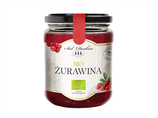 ŻURAWINA 80 % Z CUKREM TRZCINOWYM BIO 260 g - SAD DANKÓW