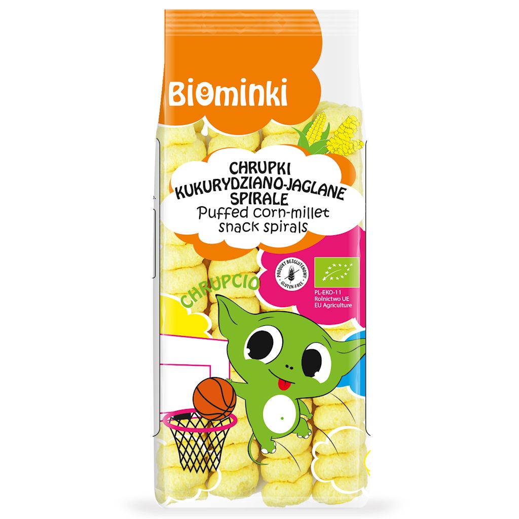 CHRUPKI KUKURYDZIANO-JAGLANE SPIRALE BEZGLUTENOWE BIO 60 g - BIOMINKI