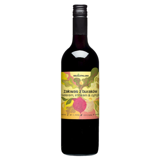 ZAKWAS Z BURAKÓW Z SELEREM, IMBIREM I CYTRYNĄ BIO 750 ml - DELIKATNA